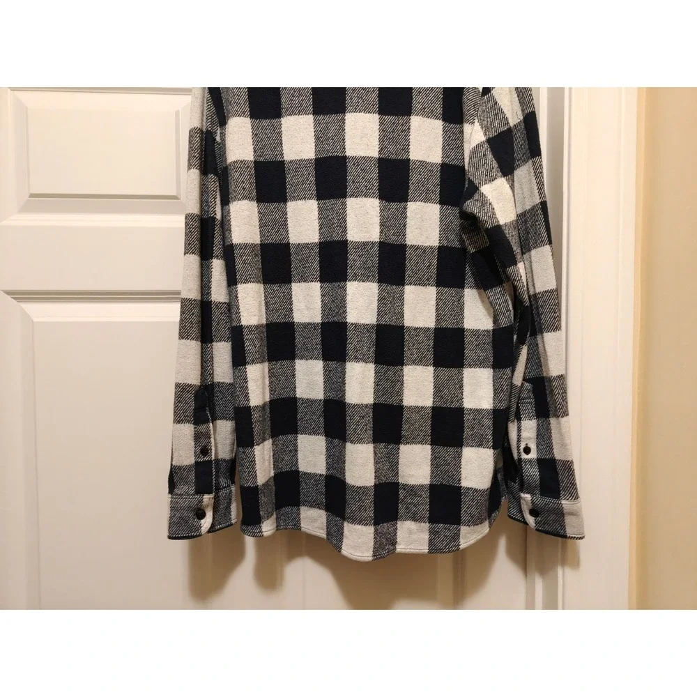 Faherty Brand Mens Legend Sweater Shirt M‎ White Navy Blue Buffalo Check Plaid